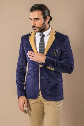 15665 Blue-Tan Velvet jacket