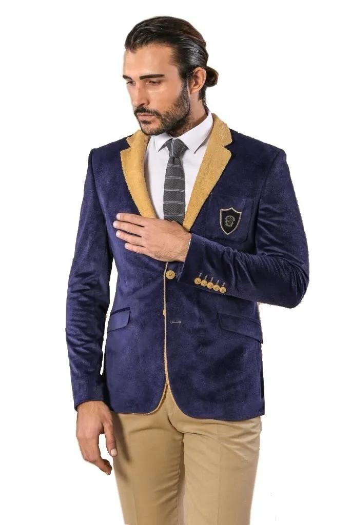 15665 Blue-Tan Velvet jacket