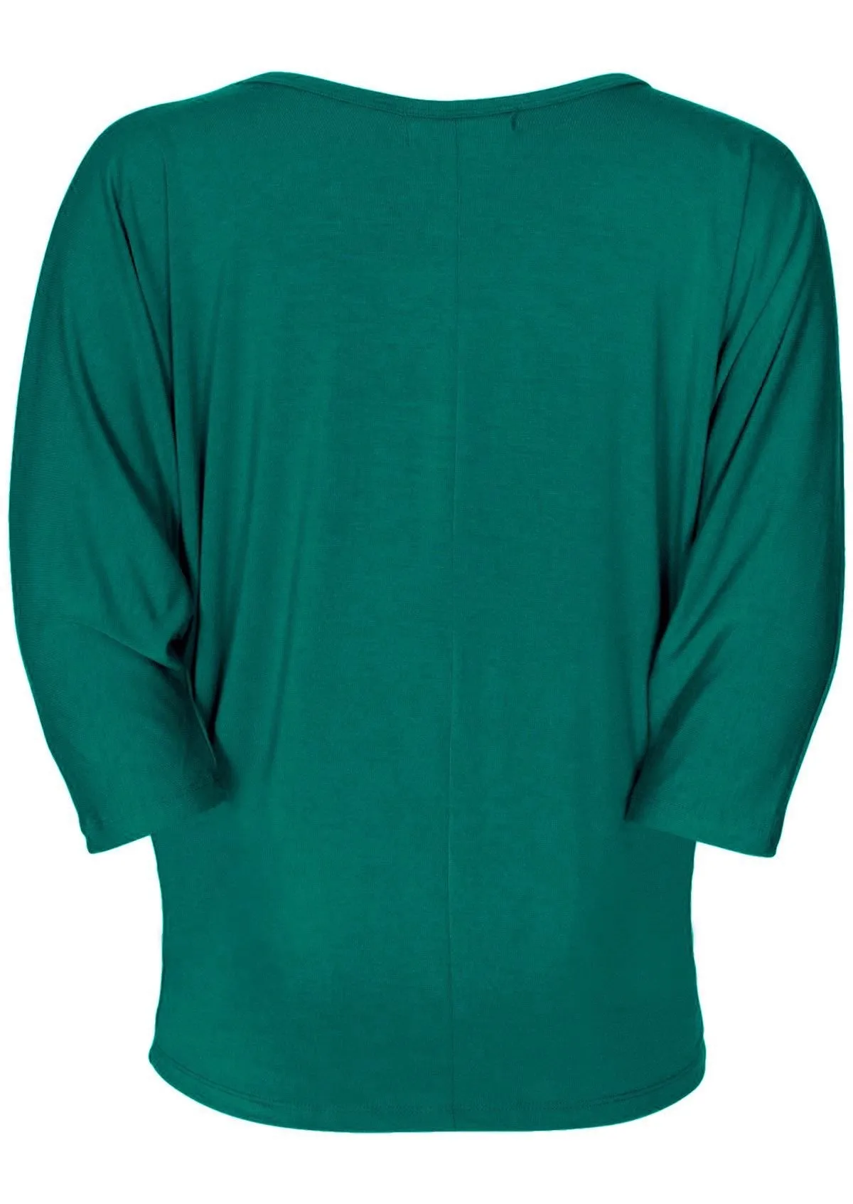 3/4 Sleeve V-neck Batwing Top Jade Green