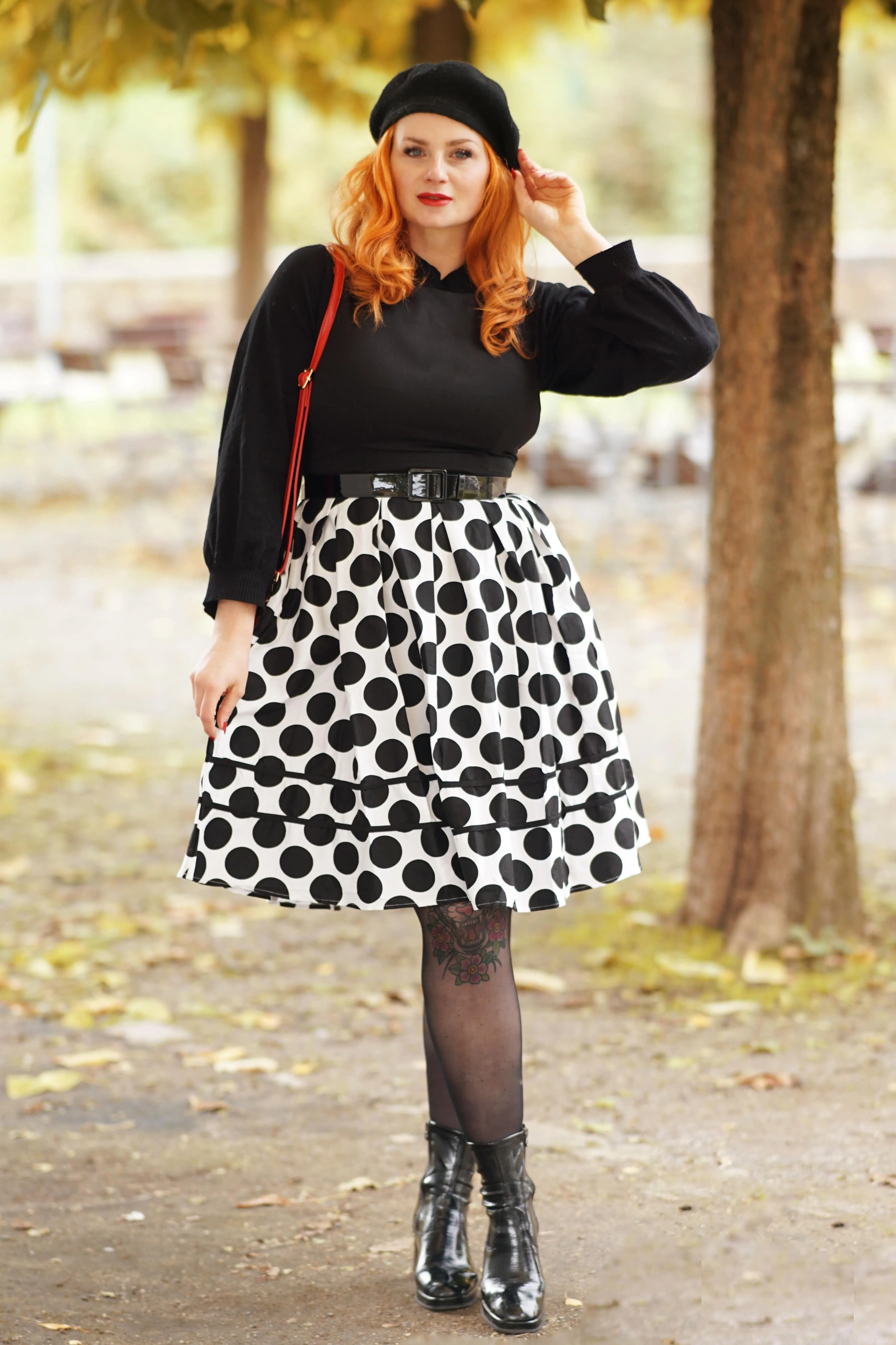 Annie Retro Monochrome Polka Dot Dress