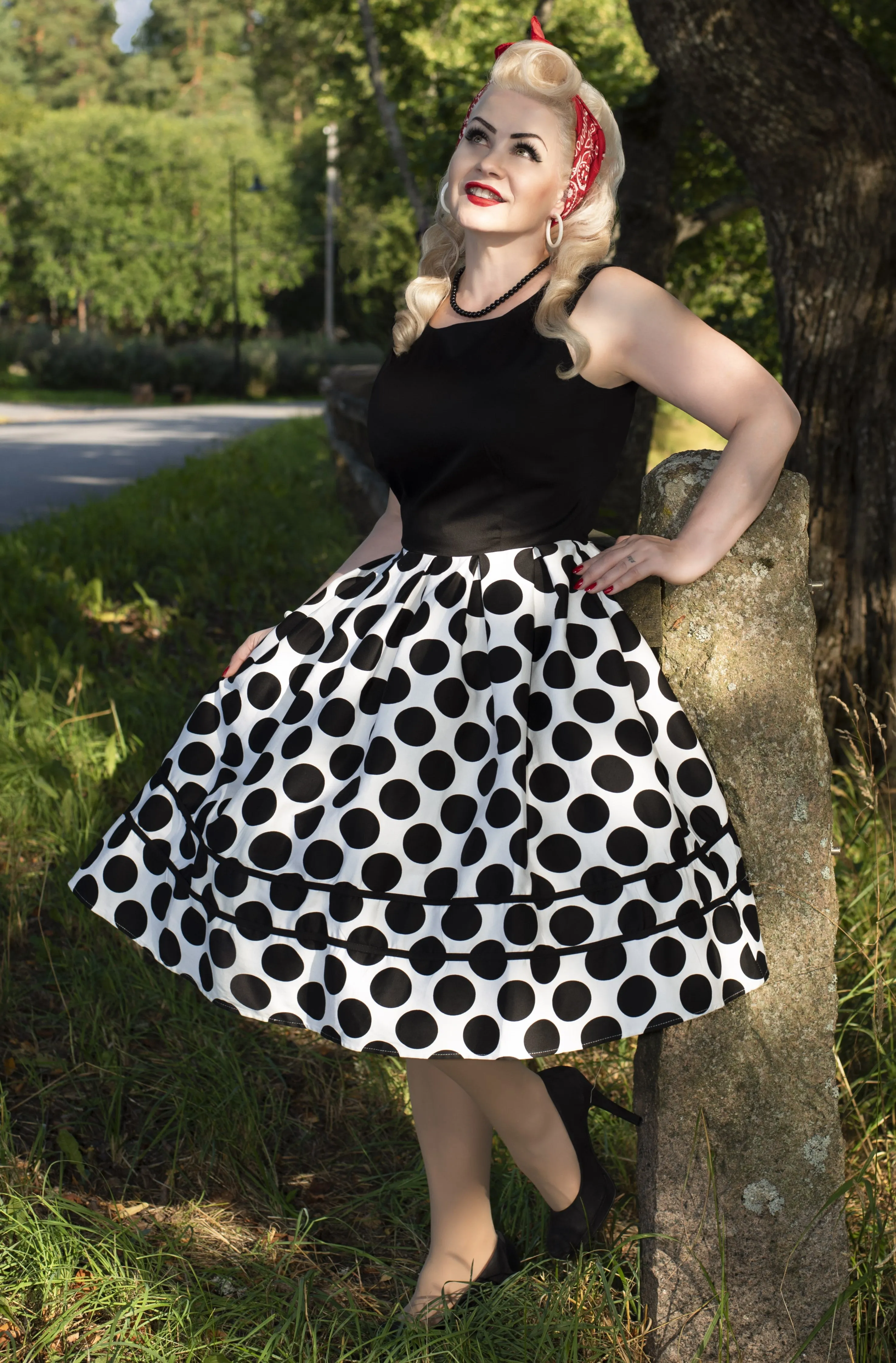 Annie Retro Monochrome Polka Dot Dress