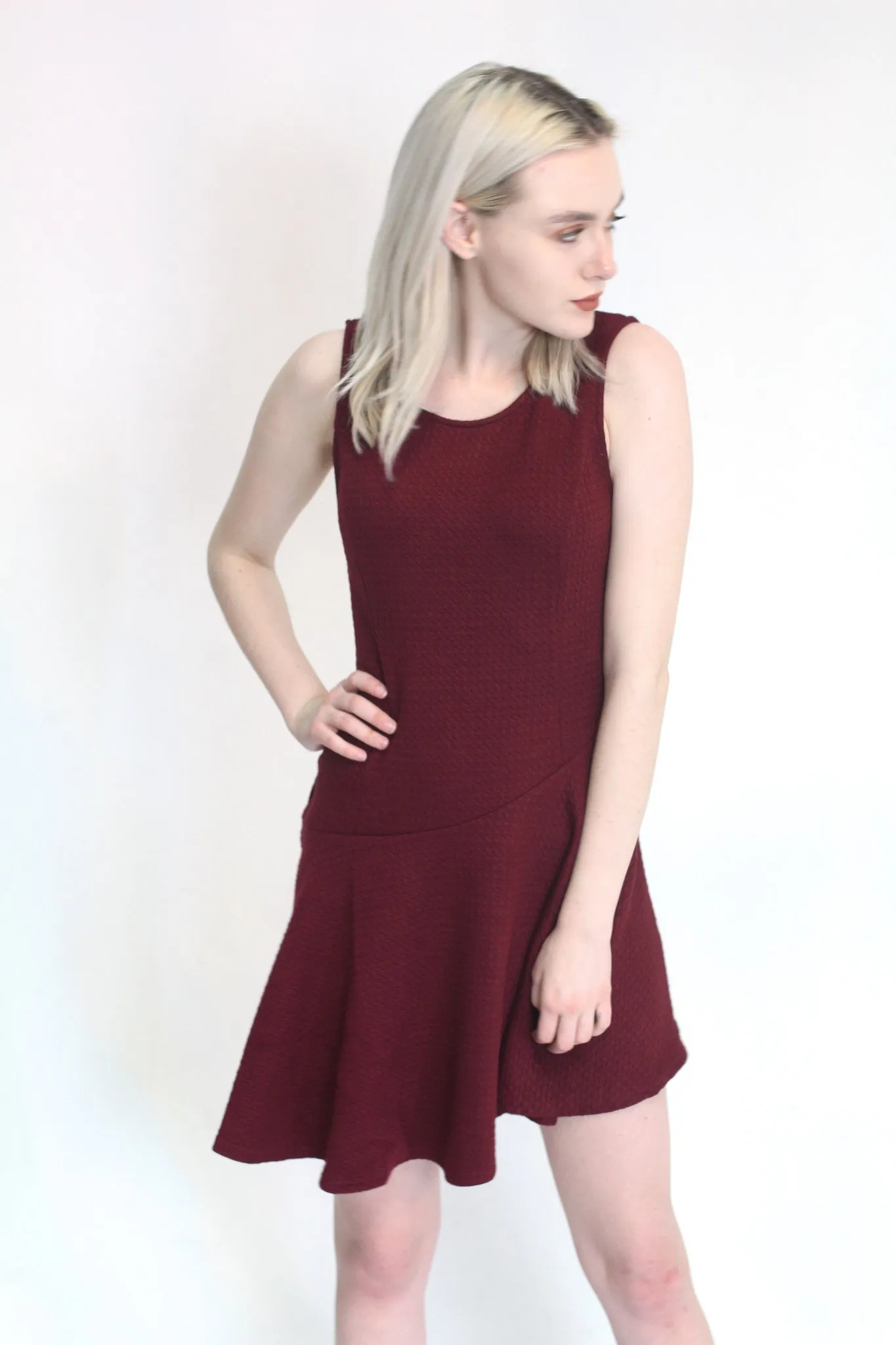 Asymmetrical Burgundy Dress