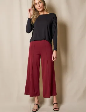 Bamboo Ponte Cropped Pants - Burgundy