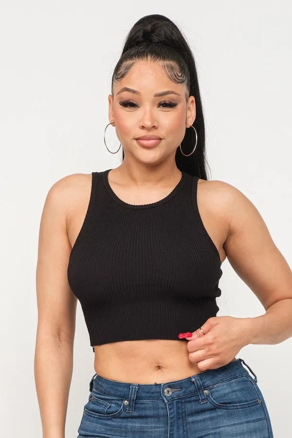 Basic Ribbed Halter Crop Top