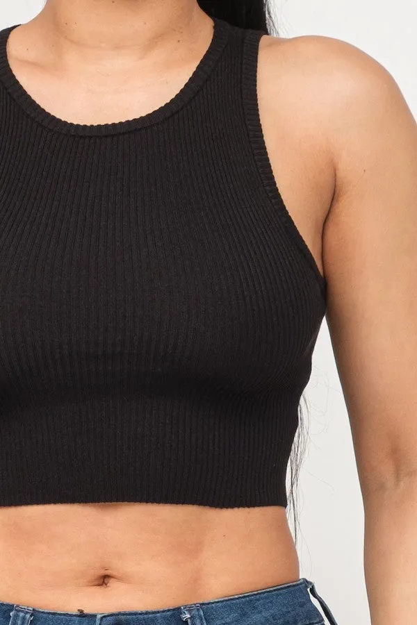 Basic Ribbed Halter Crop Top