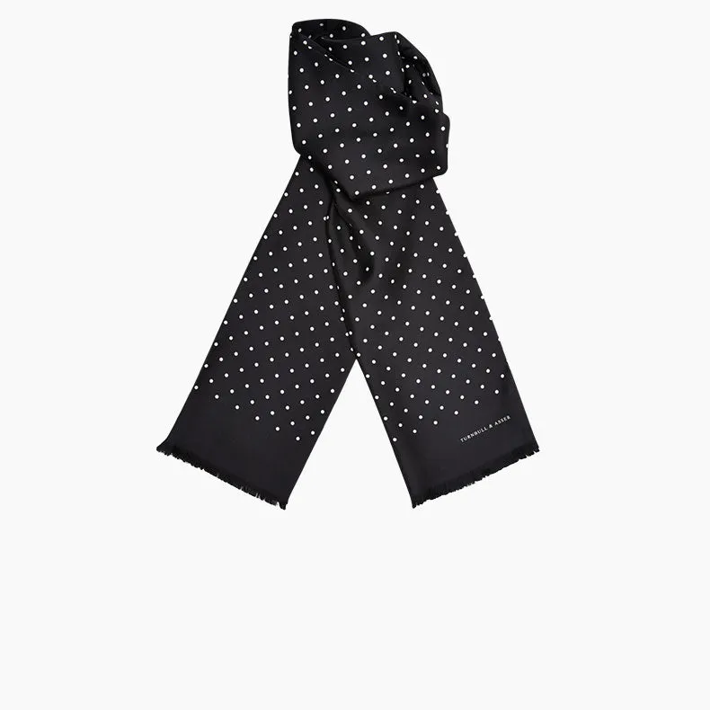 Black and White Spotted Silk Scarf