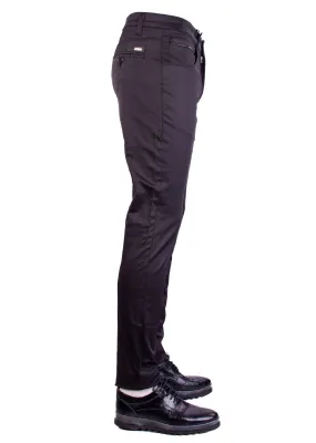 Black Knit Trim Tech Pants