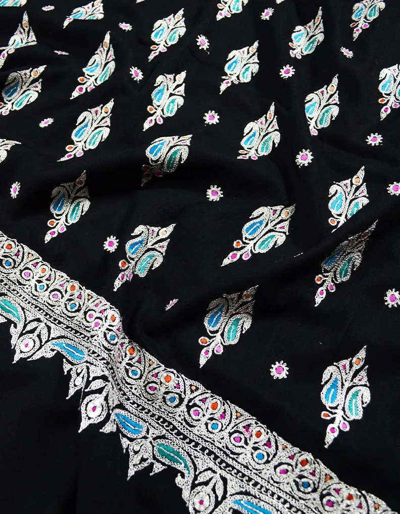 black tilla embroidery pashmina shawl 8085