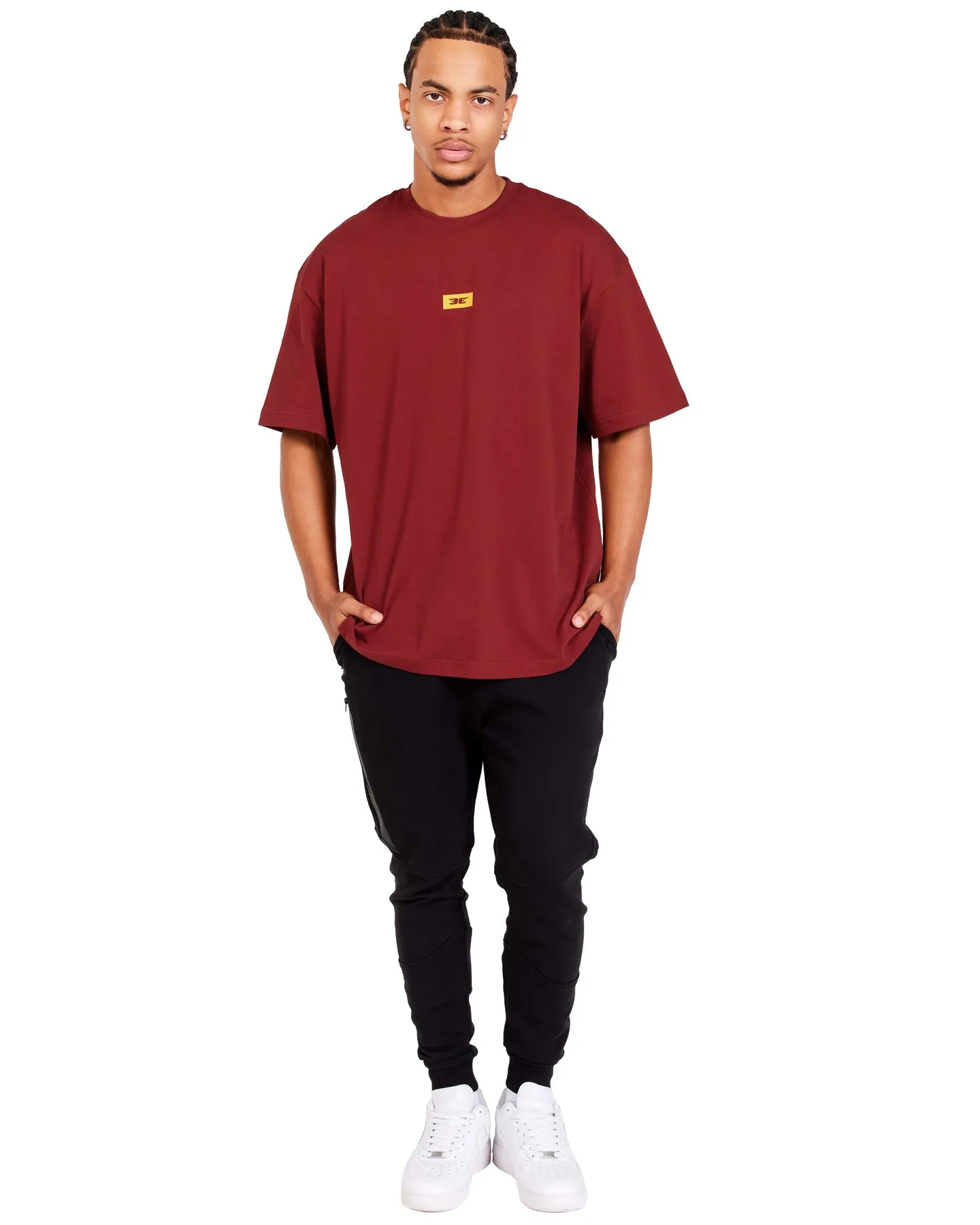 Block Oversized Tee - Maroon