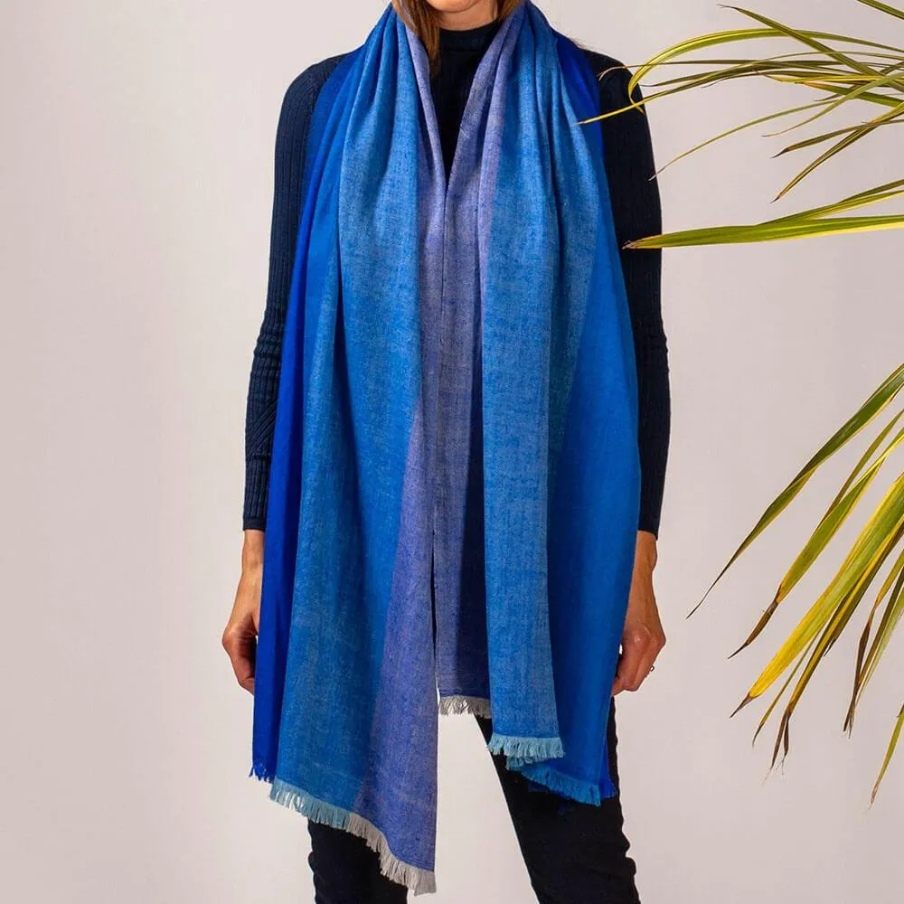 Blue on Blue Cashmere Ring Shawl