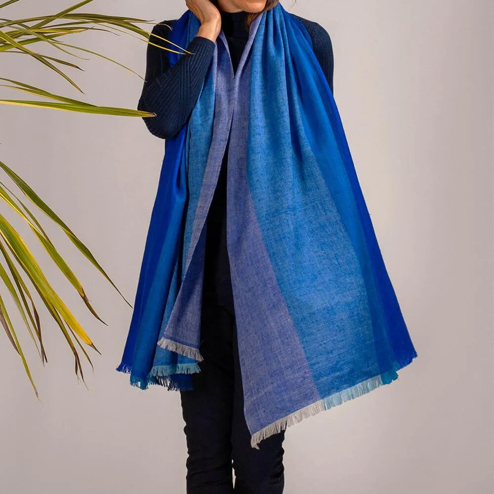 Blue on Blue Cashmere Ring Shawl