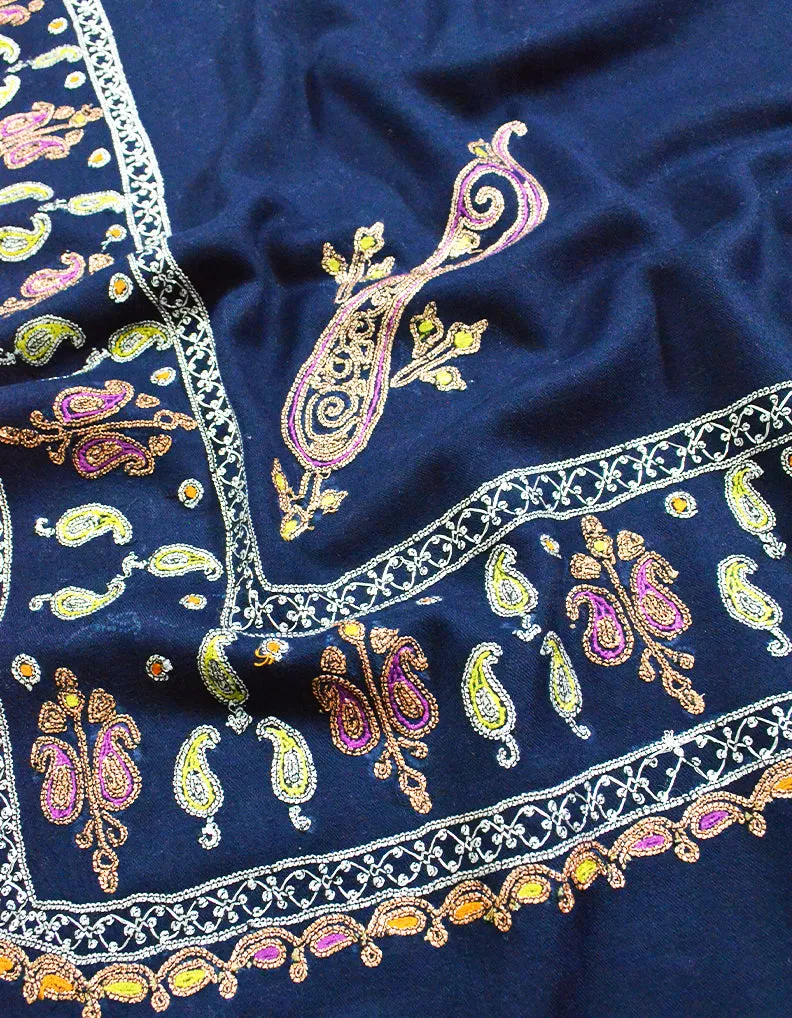 blue tilla embroidery pashmina shawl 8283