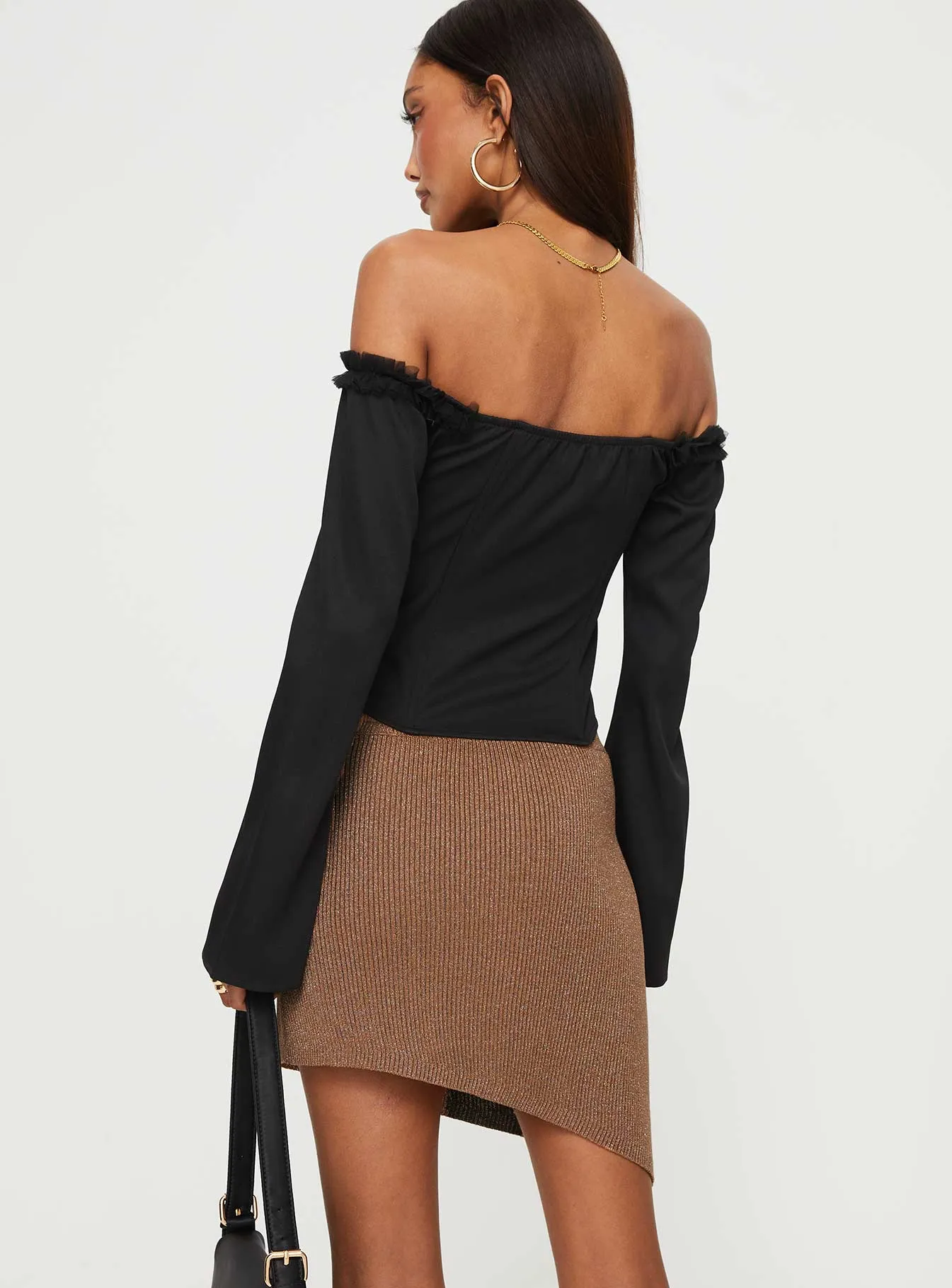 Bronwen Asymmetrical Mini Skirt Brown