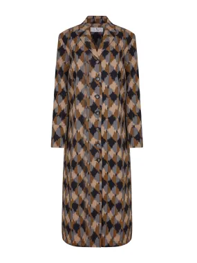 Brown cotton mulberry silk Ikat coat