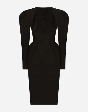 Calf-length Wool Dress With Open Neckline