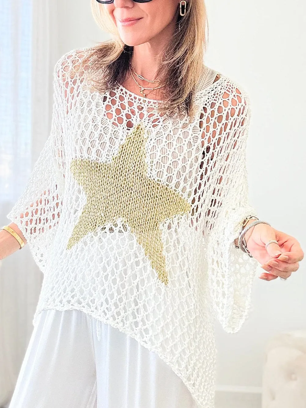 Casual Crochet Top with Gold Star