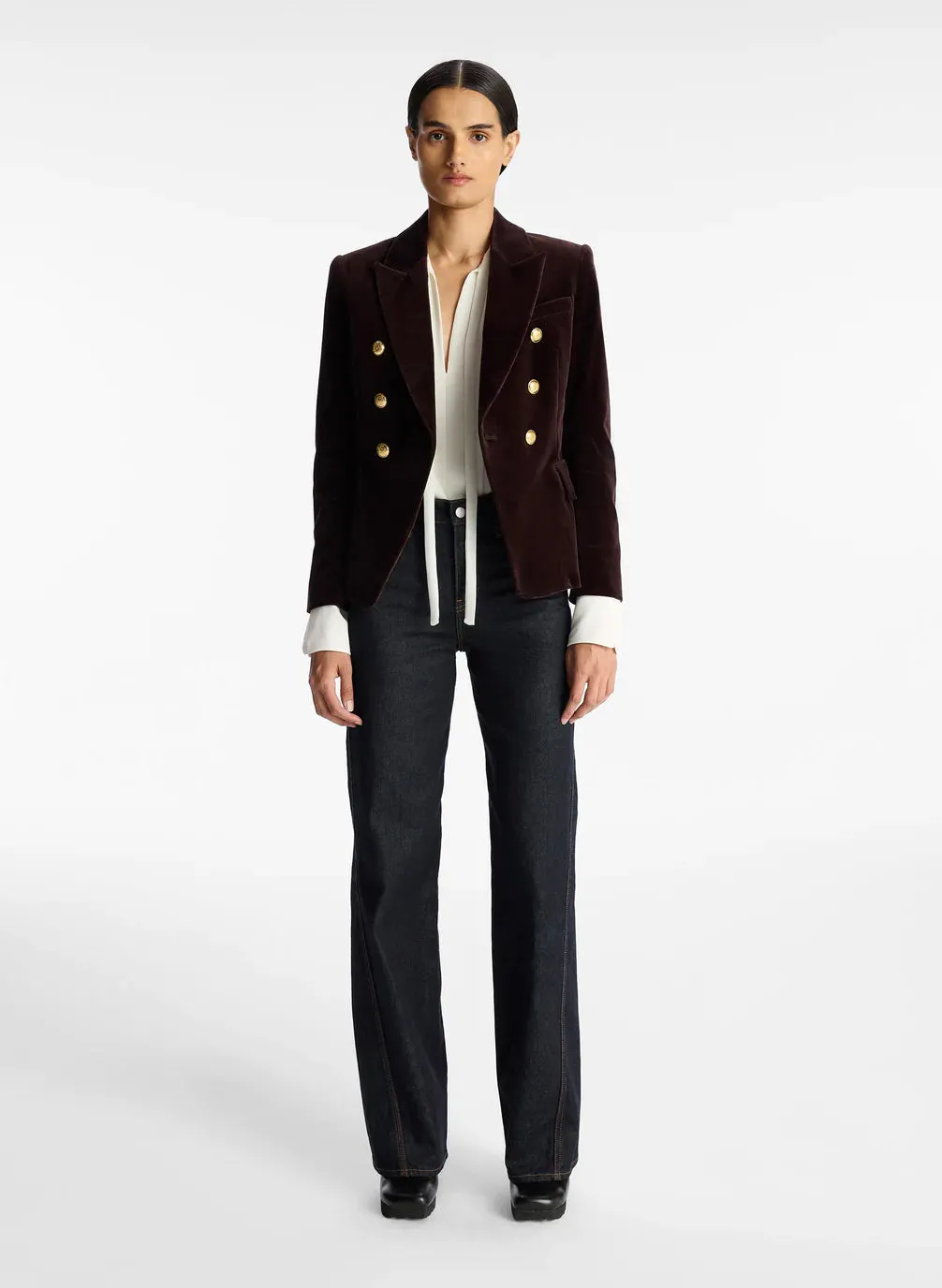 Chelsea Velvet Tailored Jacket - Chocolate