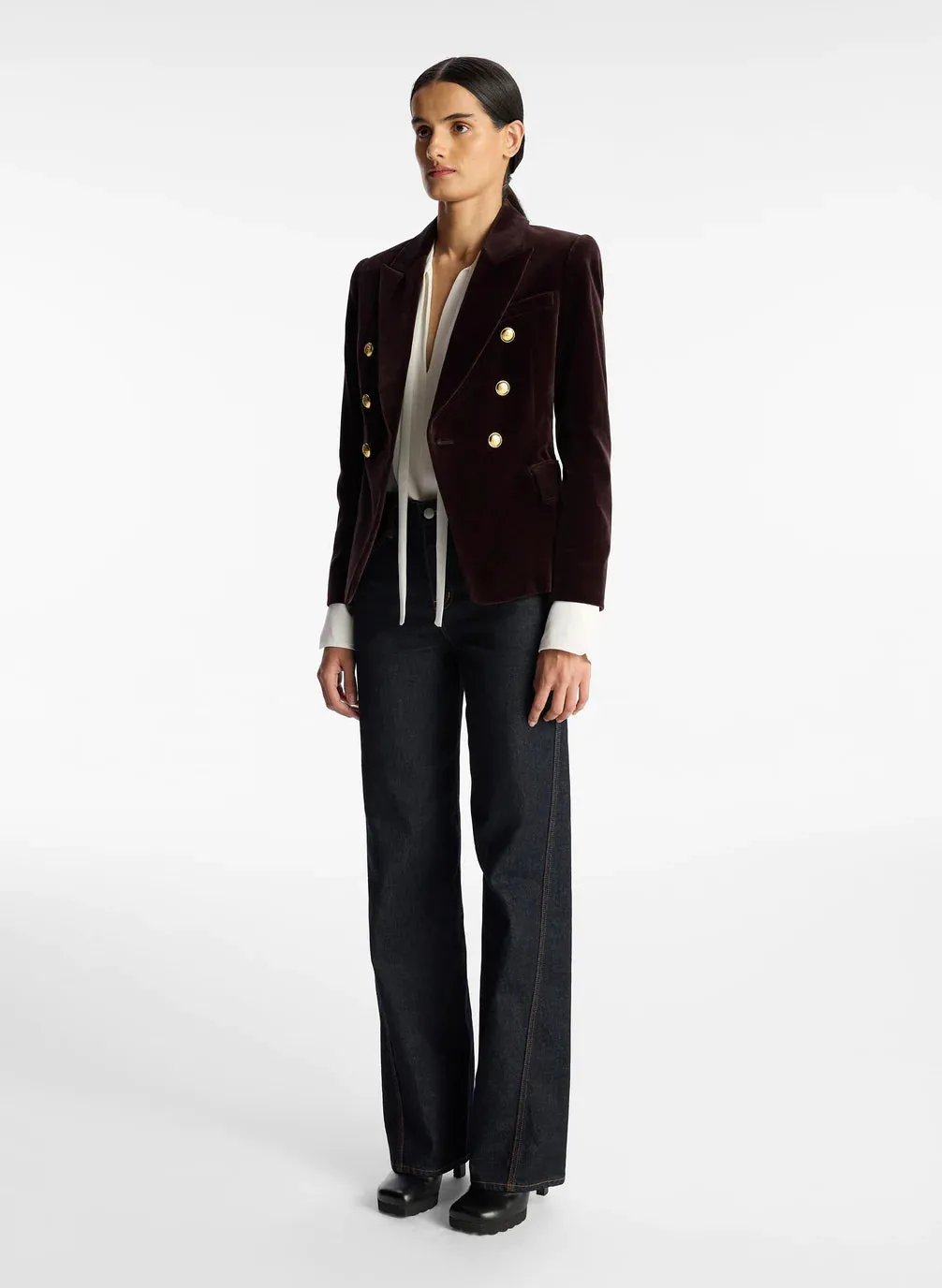 Chelsea Velvet Tailored Jacket - Chocolate