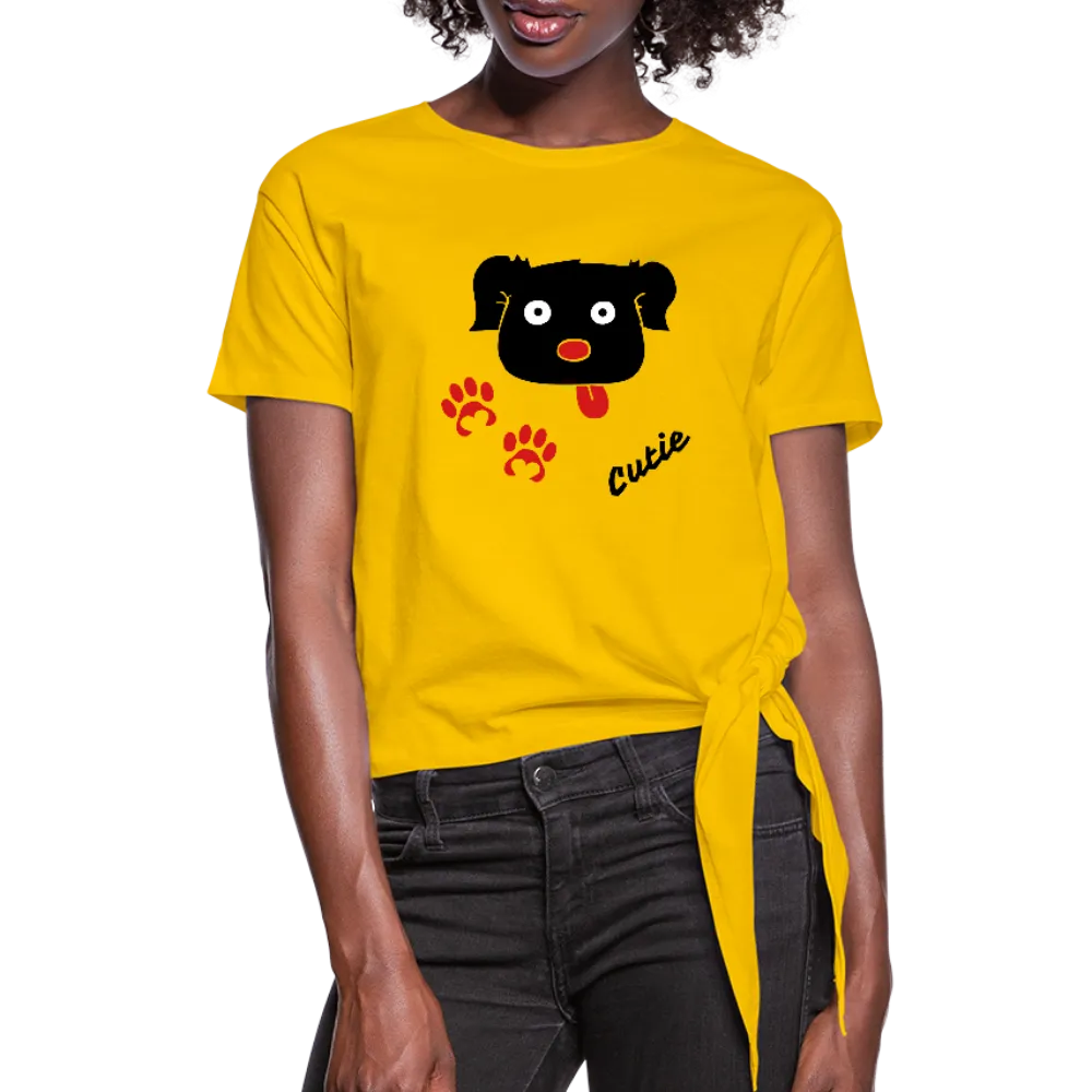 Cute puppy face Women's Knotted T-Shirt