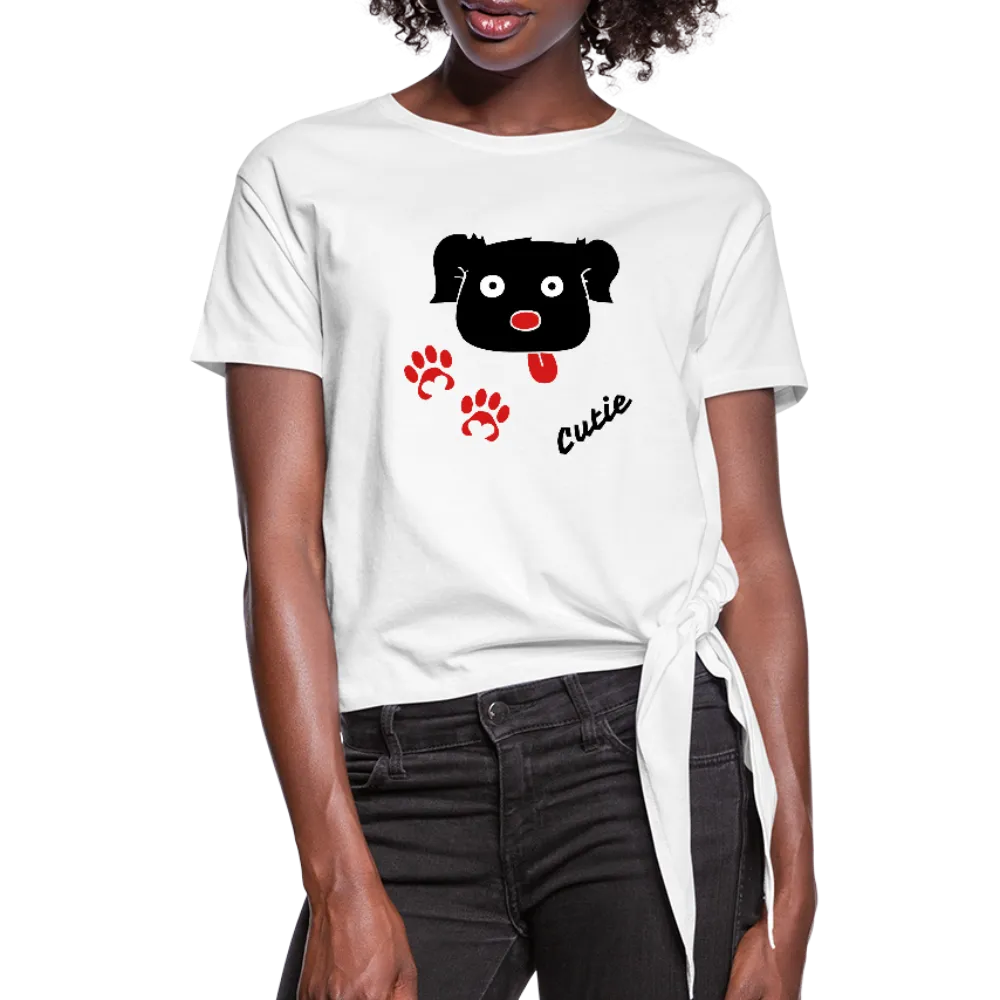 Cute puppy face Women's Knotted T-Shirt