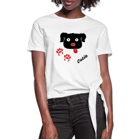 Cute puppy face Women's Knotted T-Shirt