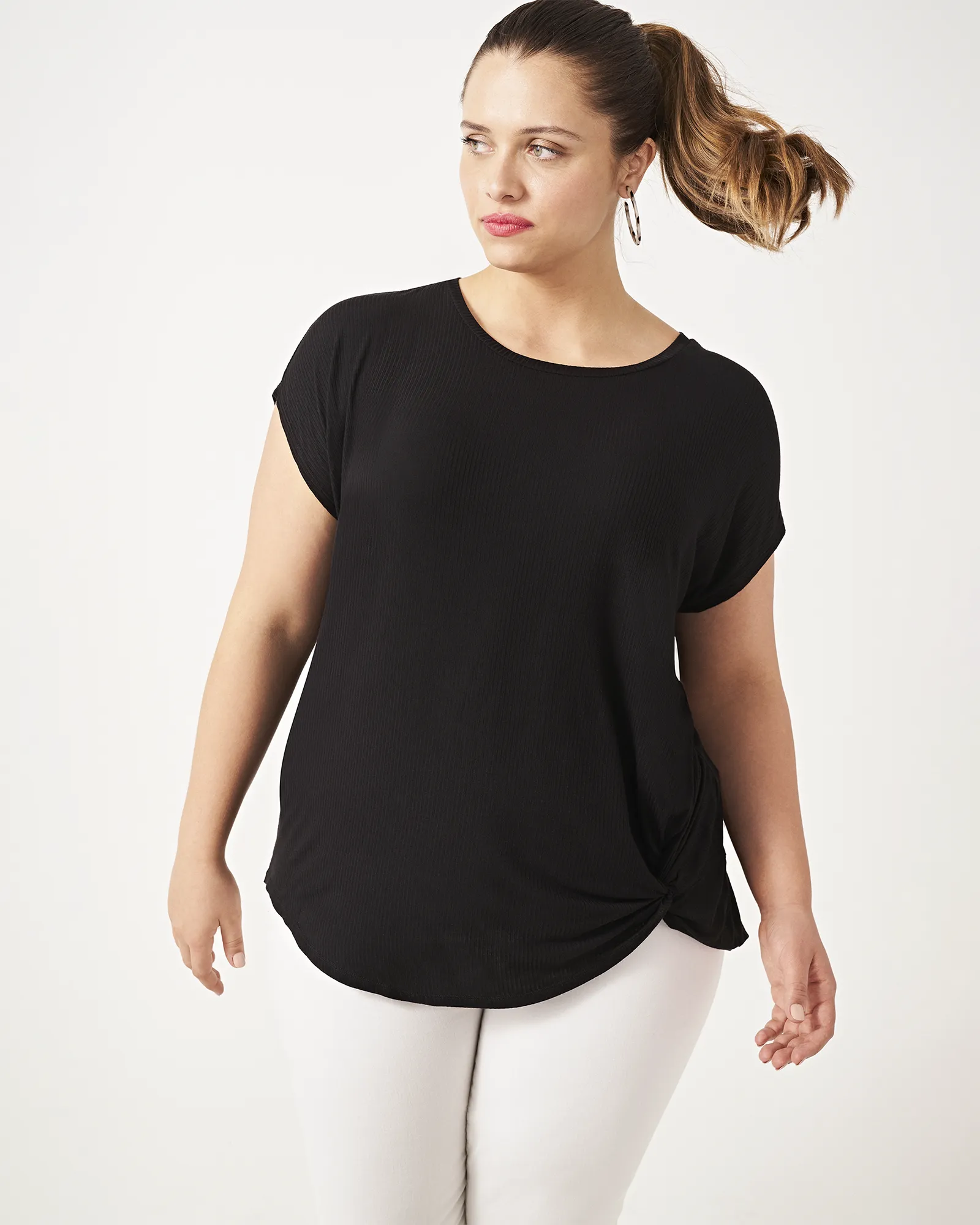 Donna Side-Knot Tee | Black