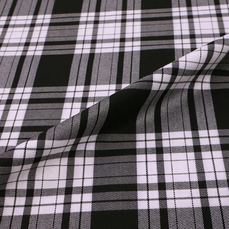 Dressmaking Tartan- Fine Line Natty Check - Monochrome