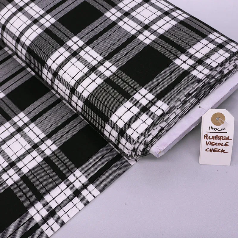 Dressmaking Tartan- Fine Line Natty Check - Monochrome