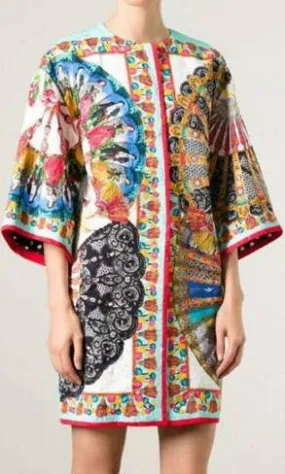 Fan Print Jacquard Coat