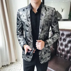 Flashlight Print Velvet High Quality Stylish Blazer