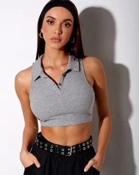 Guaco Crop Top in Rib Grey Marl