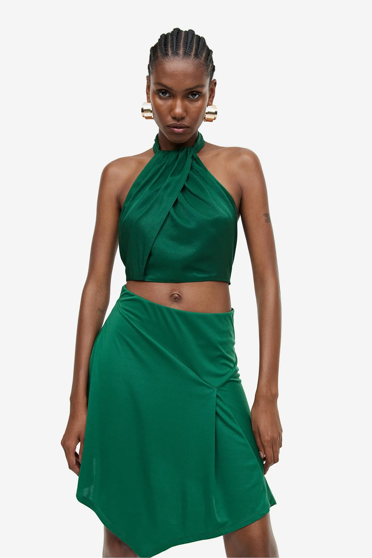 H&M Asymmetric Skirt, green