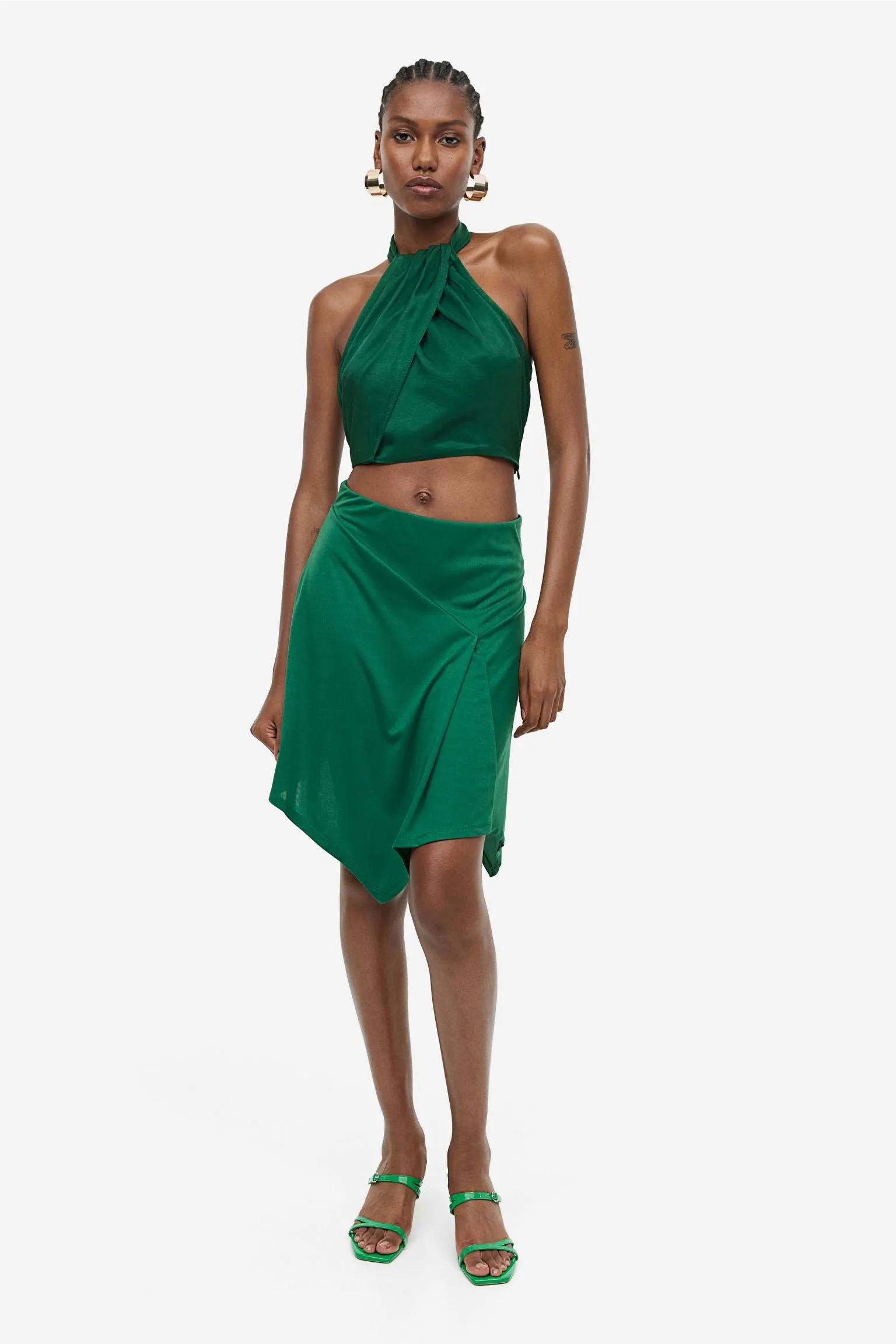 H&M Asymmetric Skirt, green