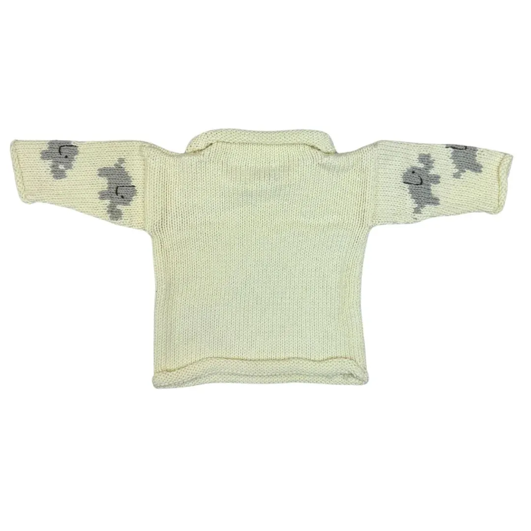 Ivory All Over Elephants Roll Neck Sweater