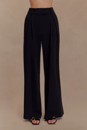 Jacqueline Pleated Wide Leg Pants - Black