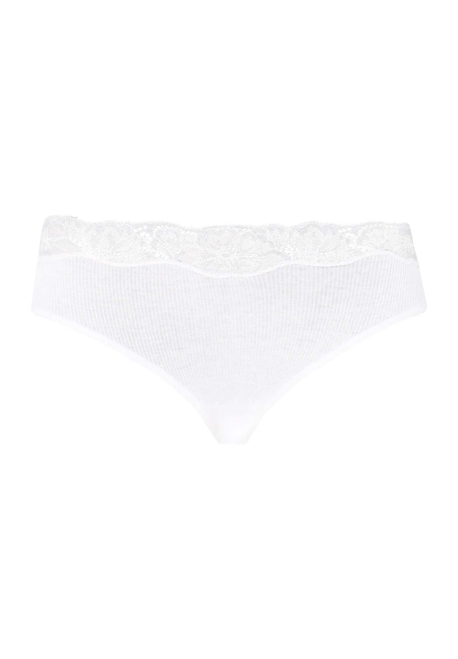 Lace Delight Fine Ribbed Cotton Hi-Cut Brief | White 71378-101