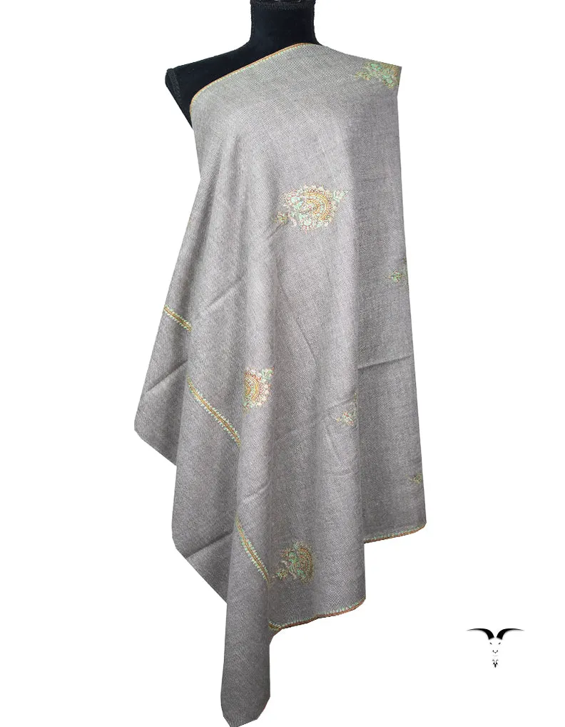 lava and pearl gray reversible embroidery pashmina shawl 8755