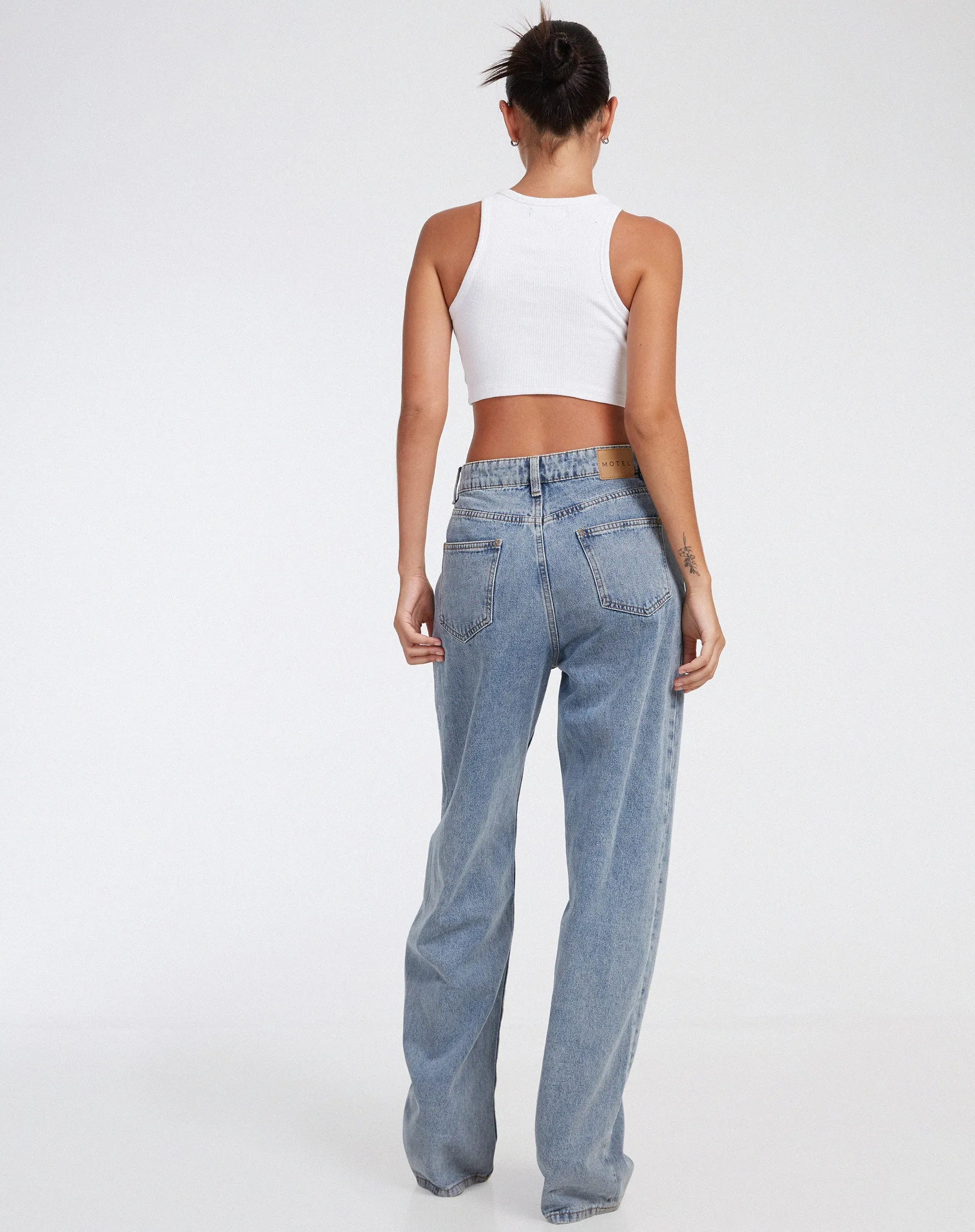 Leah Crop Top in Rib White