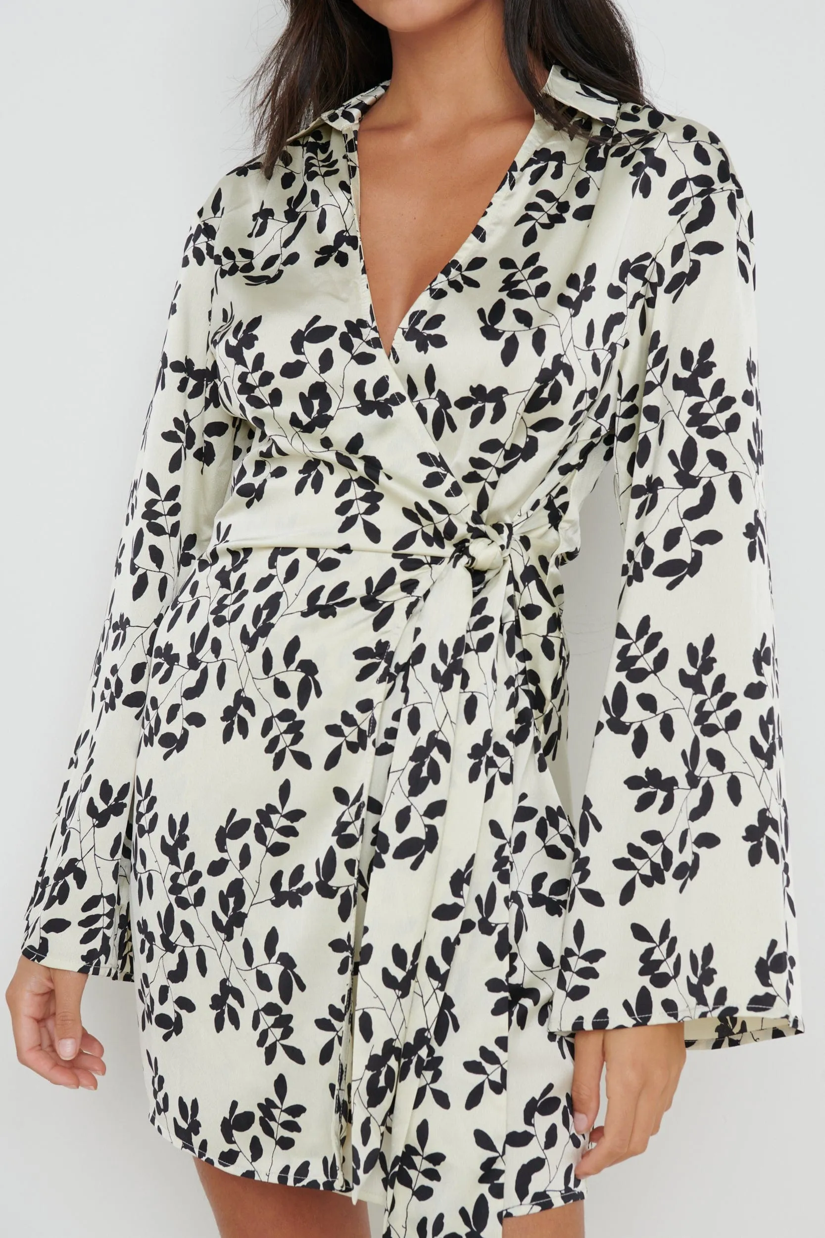 Louis Printed Satin Dress - Monochrome