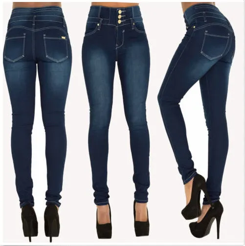 Luexco Women's High Waist Skinny Jeans Stretch Denim Pencil Pants