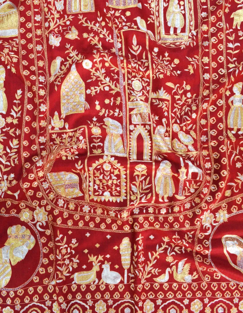 Maroon kalamkari Pashmina shawl 8571 (Size M)