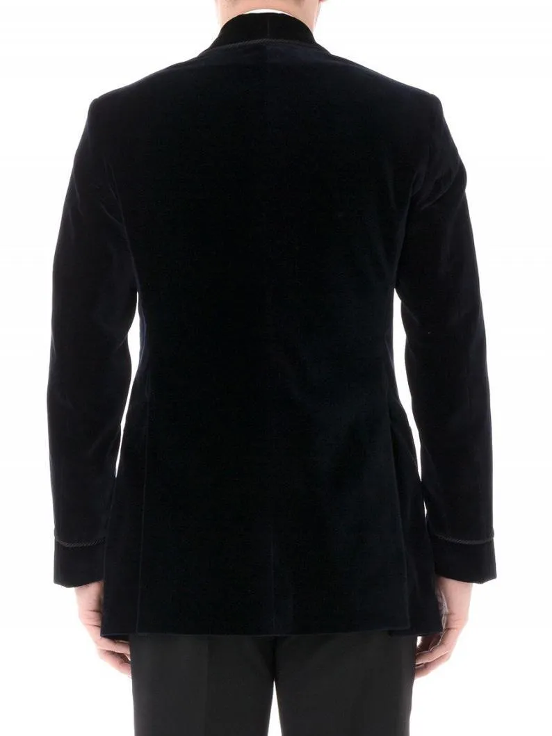 Men's Elegant Black Velvet Jacket Hosting Evening Party Wear Coats Blazers