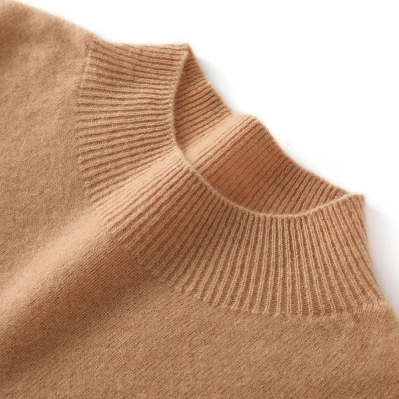 Mens High Neck Knitted Long Sleeve Basic Solid Colour Casual Sweater