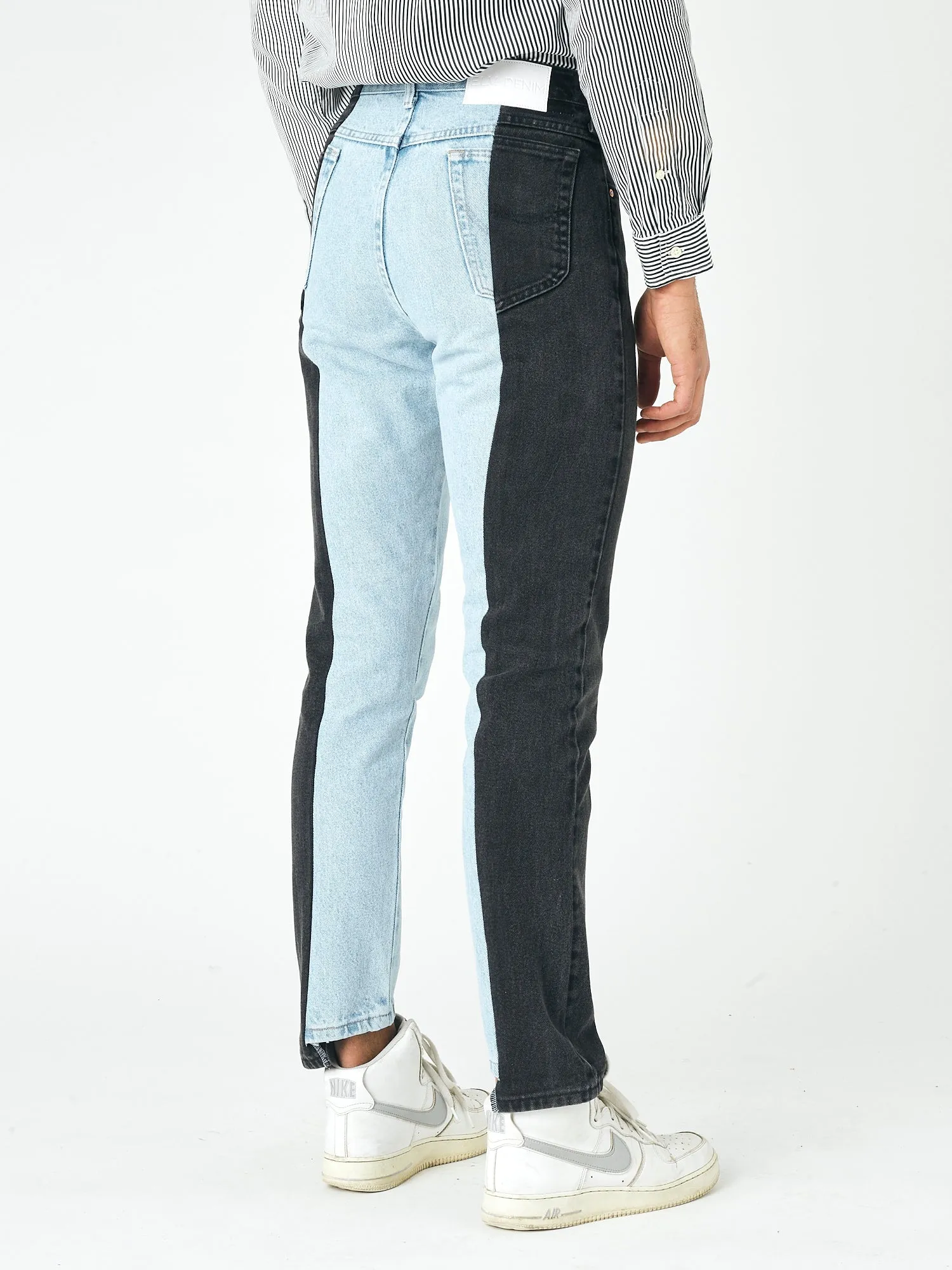 Men's Straight Leg Jean Black/Light Blue