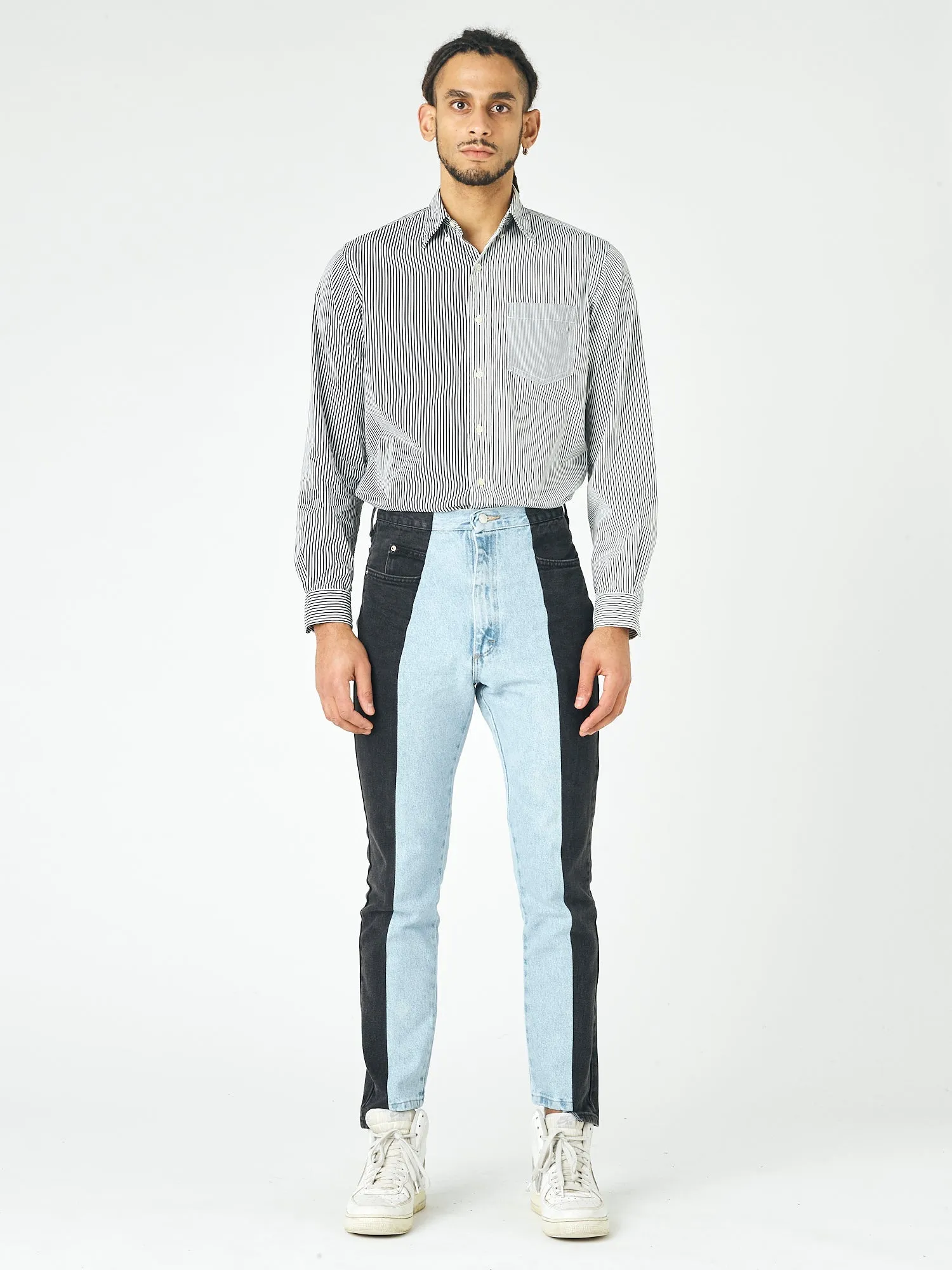 Men's Straight Leg Jean Black/Light Blue