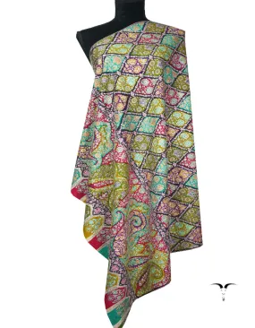 multi-colored jamma embroidery pashmina shawl 9042