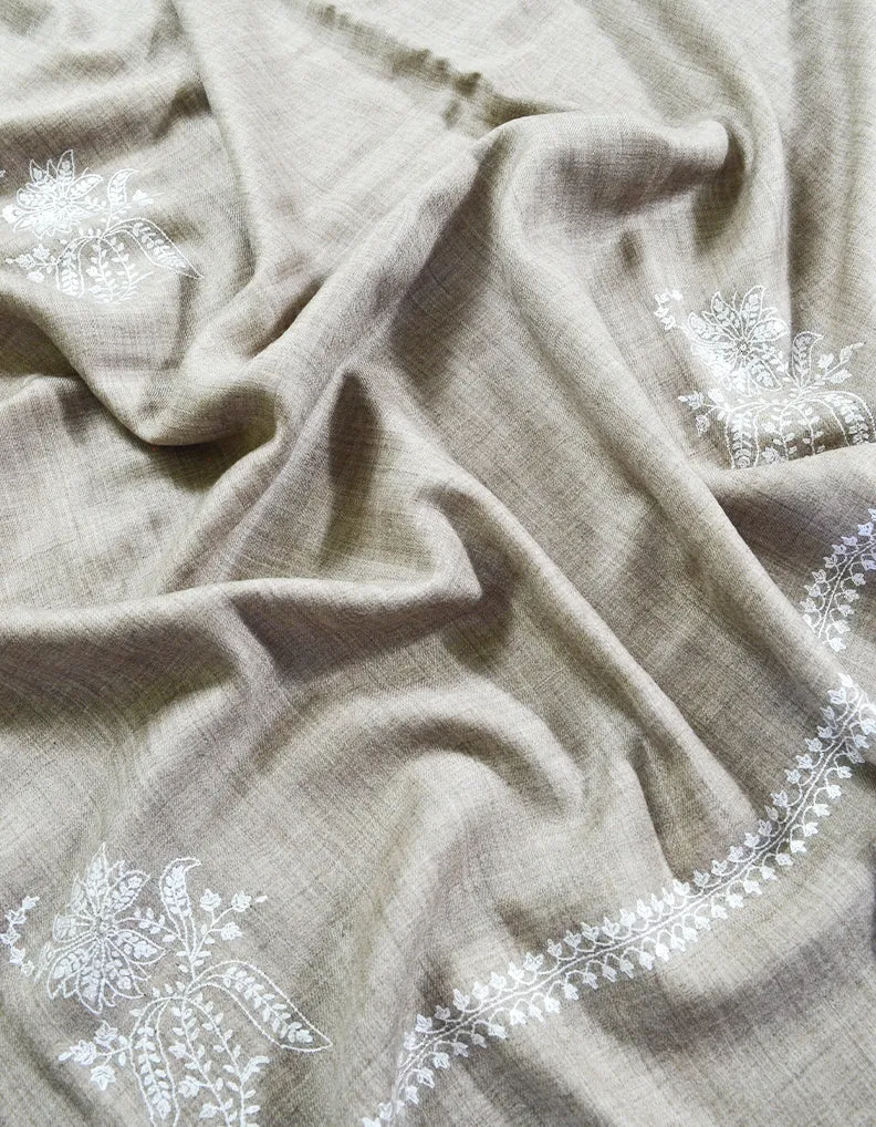 natural booti embroidery pashmina shawl 8412