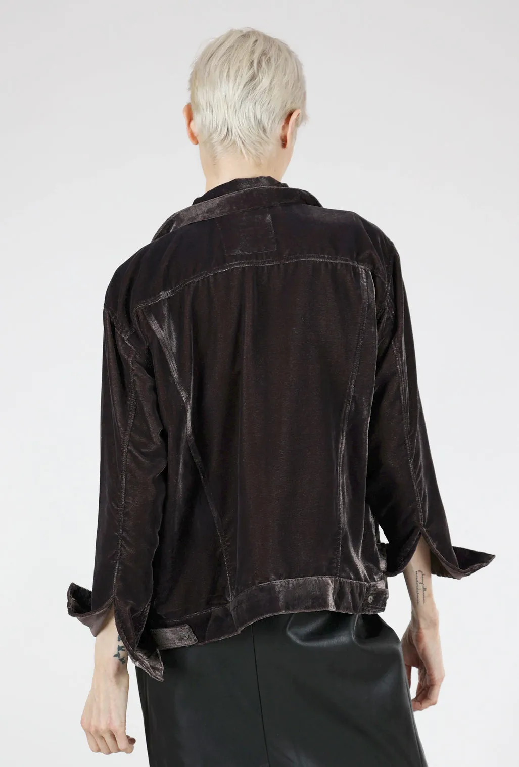 Nyla Velvet Jean Jacket, Charcoal