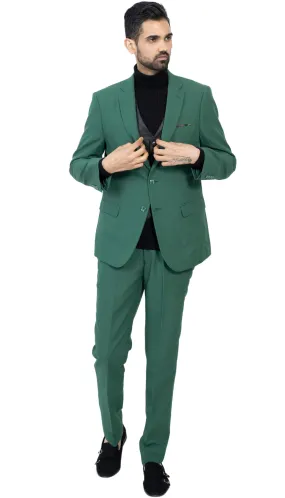 Paul Lorenzo Mens Hunter Green Slim Fit 2 Piece Suit