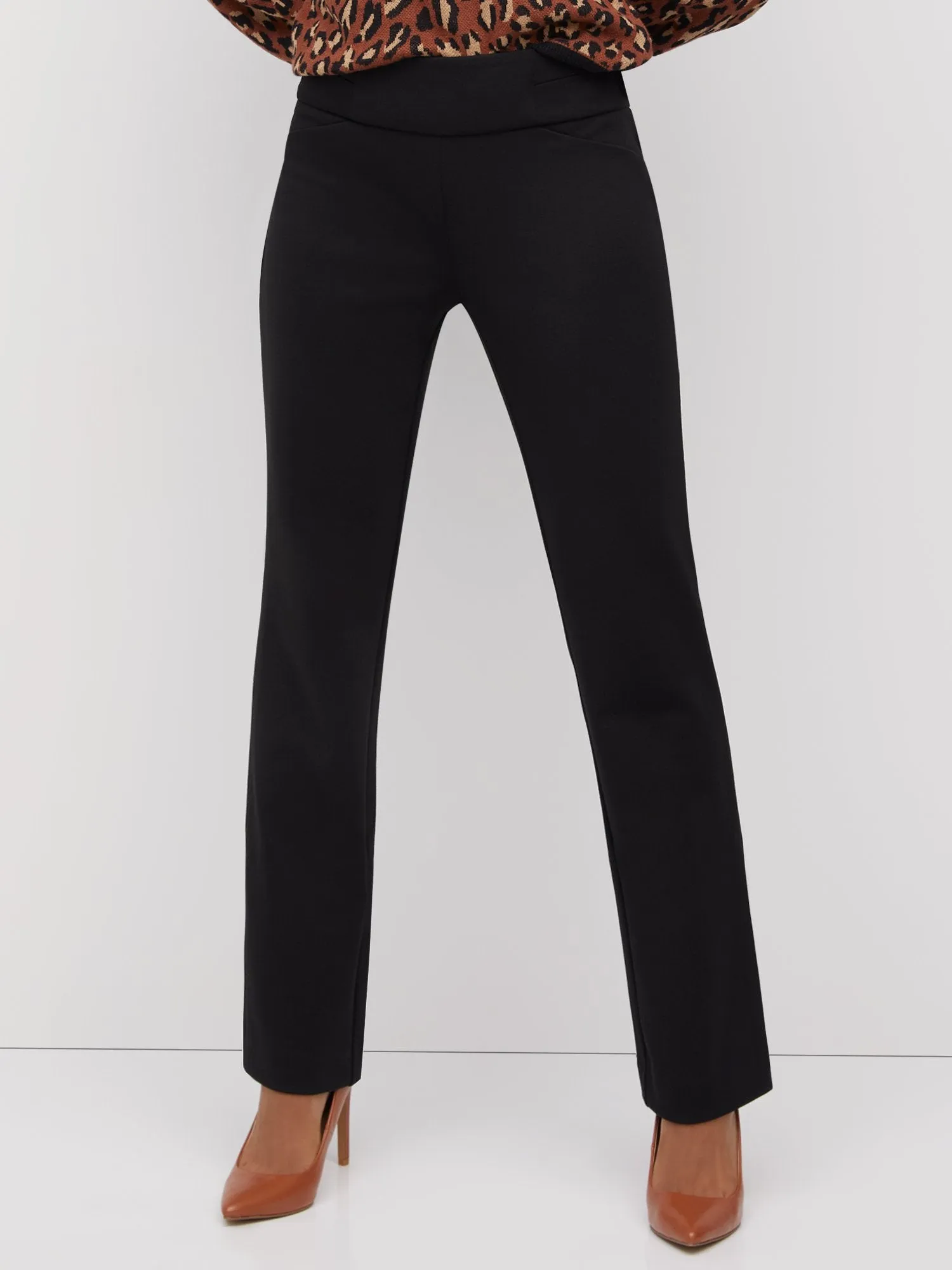 Pull-On Mid-Rise Straight-Leg Ponte Pant - Superflex